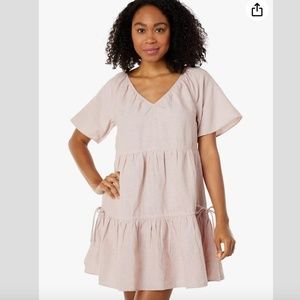 Madewell womens Short Sleeve Tiered Mini Dress Dusty Blush